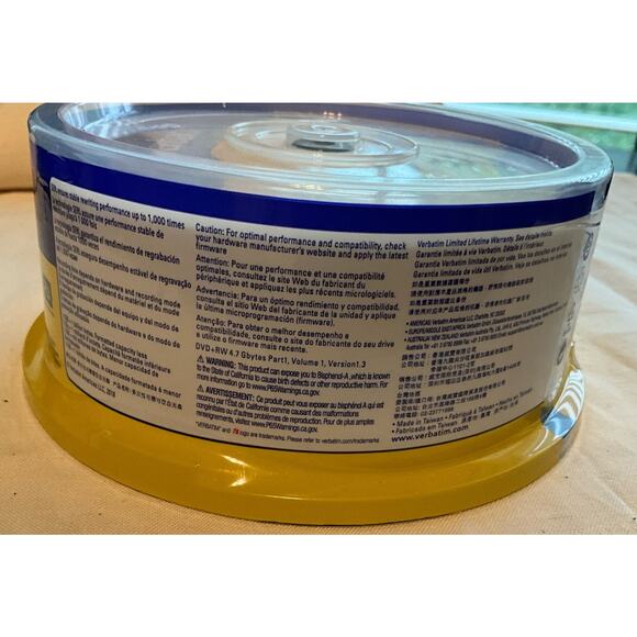 New Sealed Verbatim 30 Pk 4X  DVD+RW, 4.7 GB, 120min Logo Branded, SERL Spindle - Picture 5 of 7